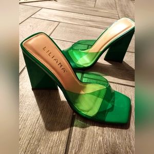 SOLD LILIANA GREEN CHUNKY HEELS